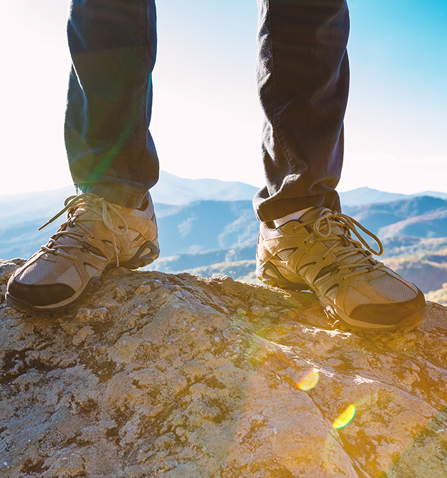 two feet hiking