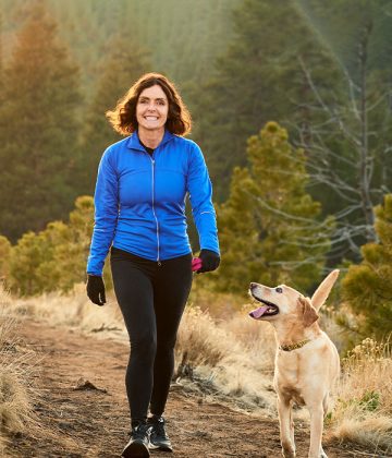 patient hiking with dog at Shevlin Park
